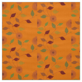 Tela Patrón de la hoja de flores del Naranja brillante