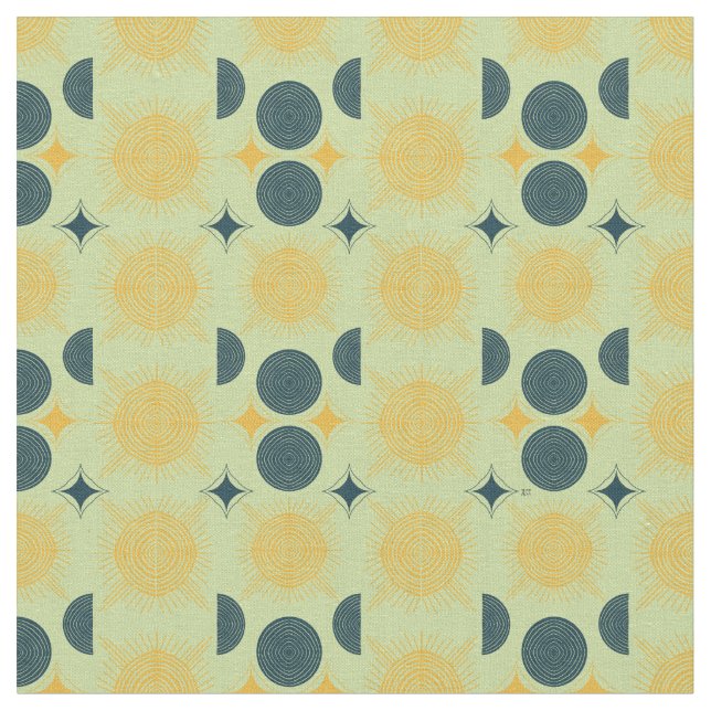 Tela Patrón de la Moneda de la Luna de Sol Celeste Boho (De cerca)