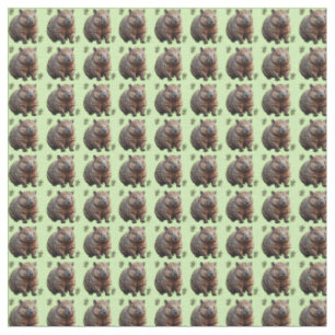 Tela Patrón de ladrillo de Wombat verde,