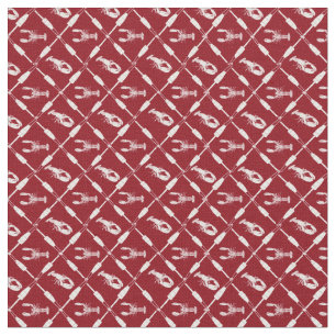 Tela Patrón de langostas y boyas náuticas ilustrado