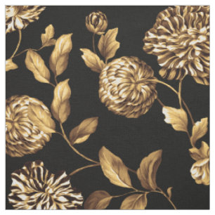Tela Patrón de las flores de Dahlia de la época dorada