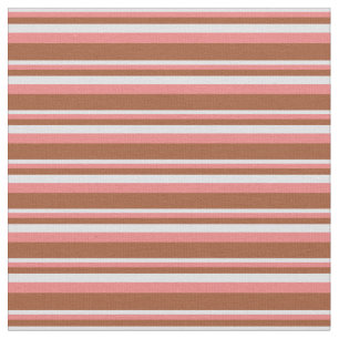 Tela Patrón de lavanda, coral claro y rayas de siena
