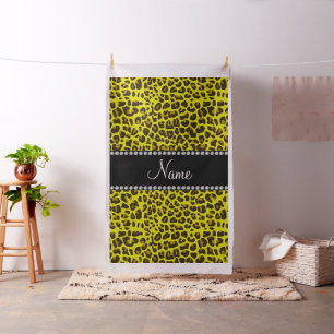 Tela Patrón de leopardo amarillo con nombre personaliza
