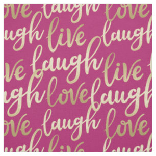 Tela Patrón de letras de oro de Live Lauder Love Faux