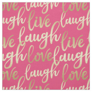 Tela Patrón de letras de oro de Live Lauder Love Faux