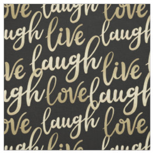 Tela Patrón de letras de oro de Live Lauder Love Faux