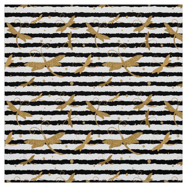 Tela Patrón de libélula con efecto purpurina (Retal)