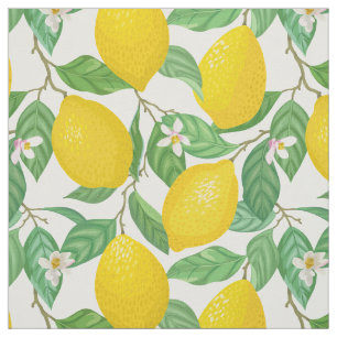 Tela Patrón de limón blanco verde amarillo