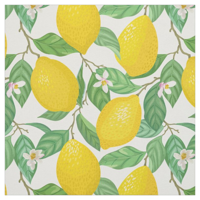 Tela Patrón de limón blanco verde amarillo (Retal)