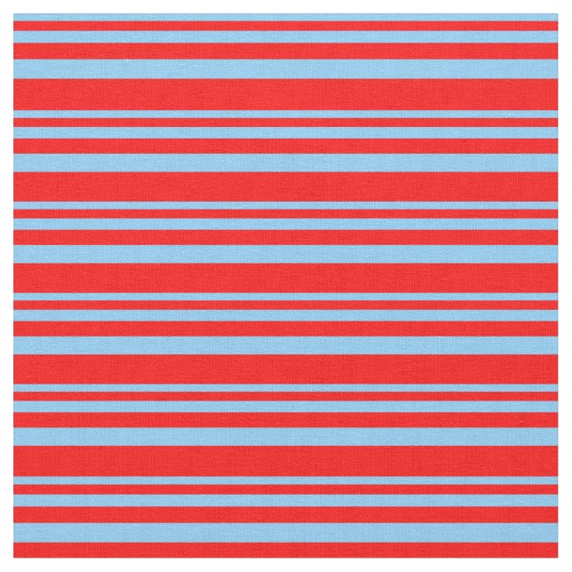 Tela Patrón de líneas azul y rojo cielo claro (De cerca)