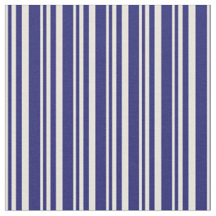 Tela Patrón de líneas azules/rayas beige y medianoche