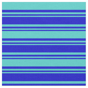 Tela Patrón de líneas/bandas azul y turquesa