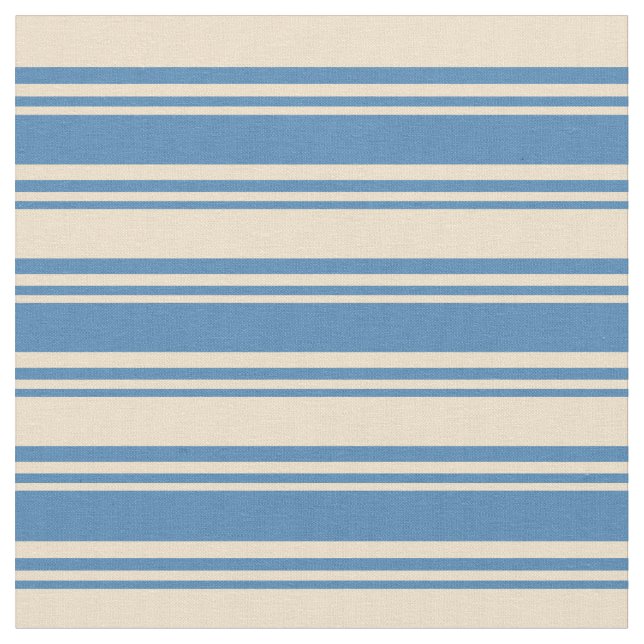 Tela Patrón de líneas/bandas azules y tan (De cerca)