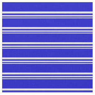 Tela Patrón de líneas/bandas beige y azul