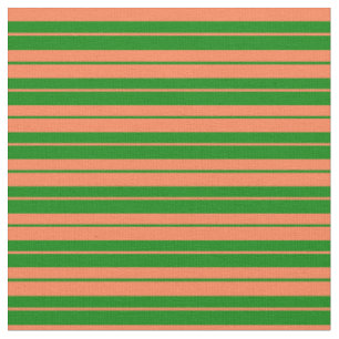 Tela Patrón de líneas/bandas de corales y verdes