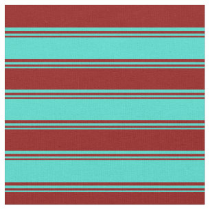 Tela Patrón de líneas/bandas rojas turquesa y oscura