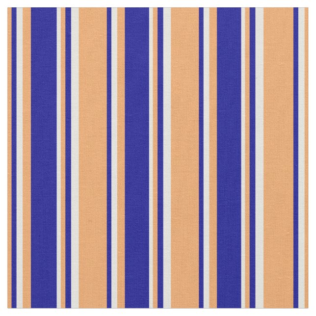 Tela Patrón de líneas marrón, azul oscuro y beige (De cerca)