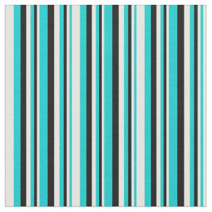 Tela Patrón de líneas oscuras turquesa, blanca y negra