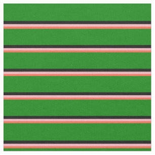 Tela Patrón de líneas rojas, rosas claras, negras y ver