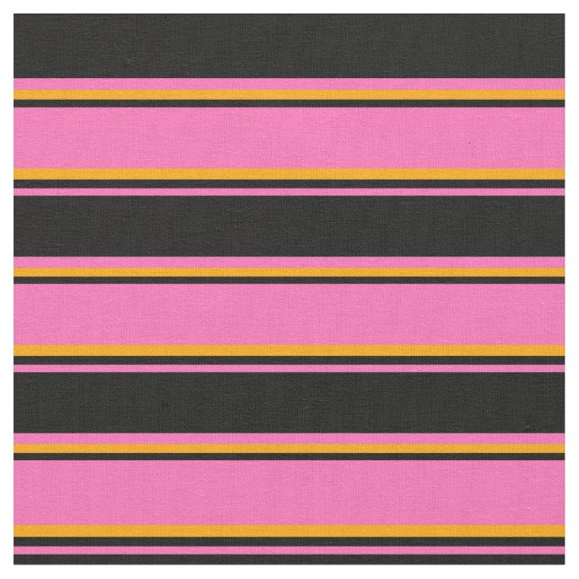 Tela Patrón de líneas rosadas, negras y Naranjas (De cerca)