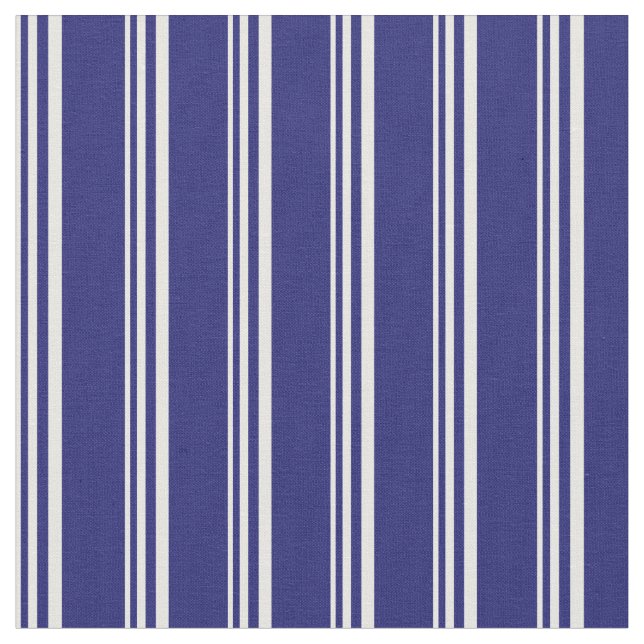 Tela Patrón de lino azul blanco y medio noche (De cerca)