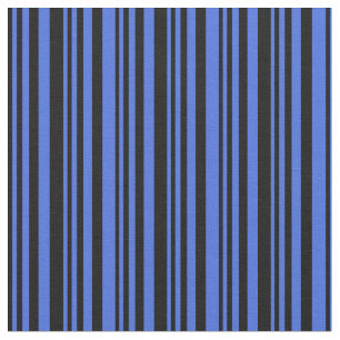 Tela Patrón de lino azul negro y real