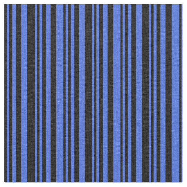 Tela Patrón de lino azul negro y real (De cerca)