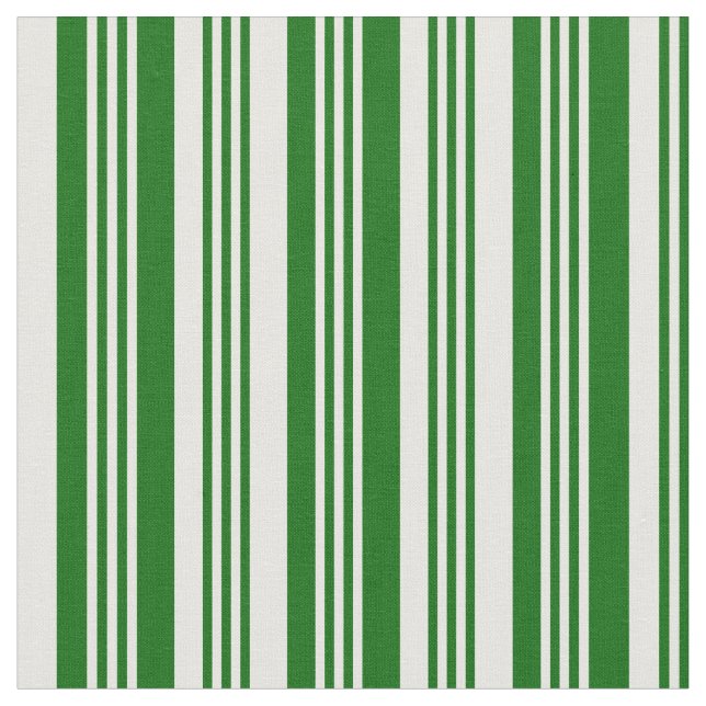 Tela Patrón de lino blanco y verde oscuro (De cerca)