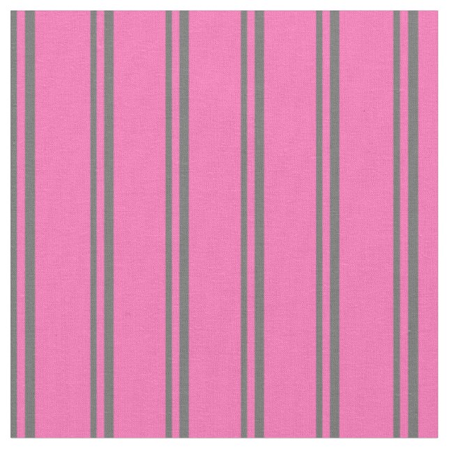 Tela Patrón de lino gris oscuro y rosa caliente (De cerca)
