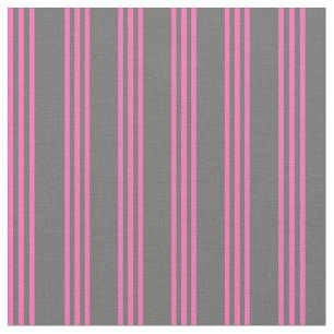 Tela Patrón de lino gris oscuro y rosa caliente