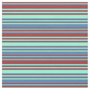 Tela Patrón de lino marrón, acuamarina y azul