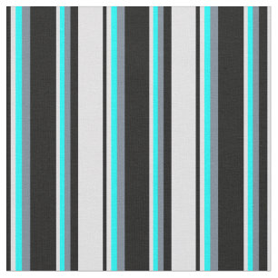 Tela Patrón de lino negro, lavanda, cian y pizarra