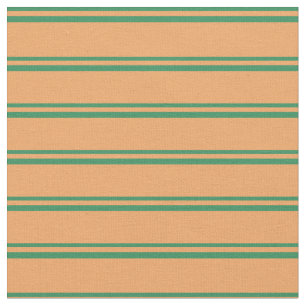 Tela Patrón de lino/rayado verde y marrón del mar