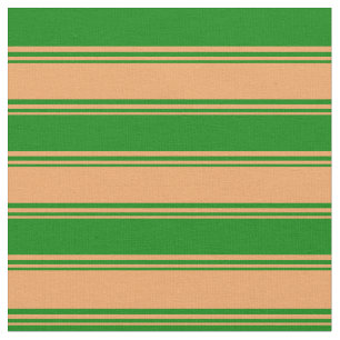 Tela Patrón de lino/rayas marrón y verde