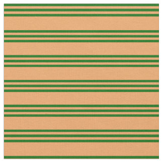 Tela Patrón de lino verde marrón y oscuro