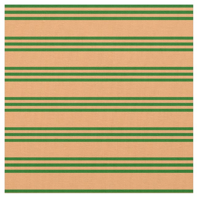 Tela Patrón de lino verde marrón y oscuro (De cerca)