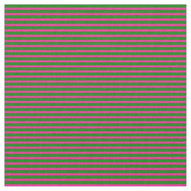 Tela Patrón de lino verde y rosa profundo (De cerca)