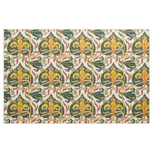 Tela Patrón de lirio retro art nouveau de Walter Crane