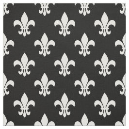 Tela Patrón De Lis De Flor Blanco Y Negro