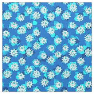 Tela Patrón de los maníes, turquesa, azul y blanco