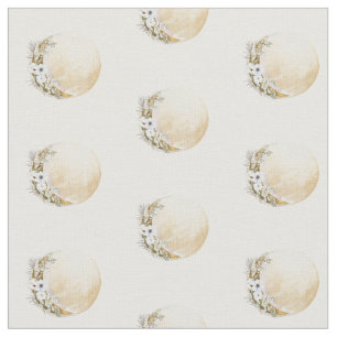 Tela Patrón de luna floral de oro Boho