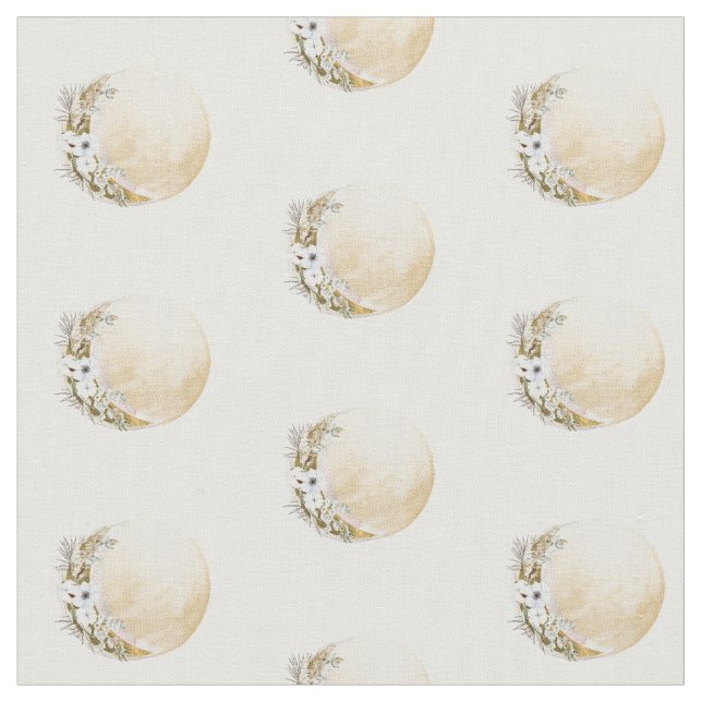 Tela Patrón de luna floral de oro Boho (De cerca)