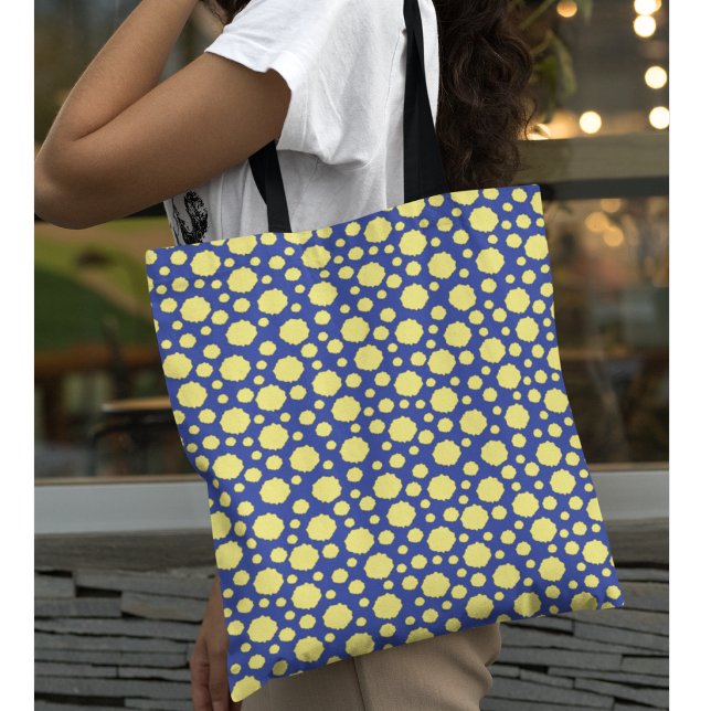 Tela Patrón de lunares amarillos en bolso azul (Subido por el creador)