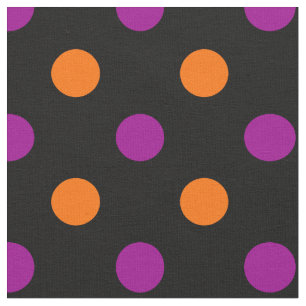 Tela Patrón de lunares naranja púrpura negro