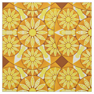 Tela Patrón de Mandala, amarillo, dorado y marrón