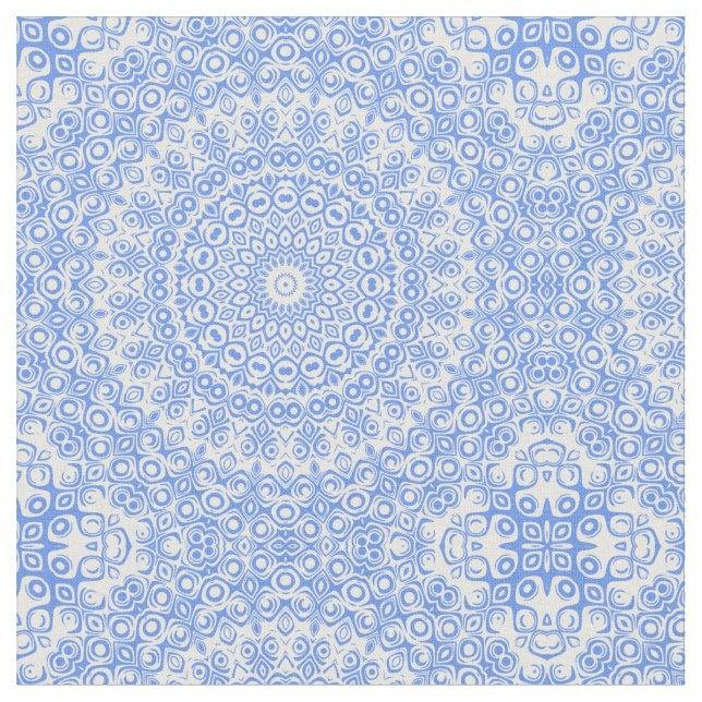 Tela Patrón de Mandala Azul Aciano (De cerca)