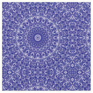 Tela Patrón de Mandala Azul Medianoche y Blanco