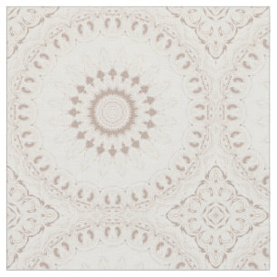 Tela Patrón de Mandala Beige y Crema