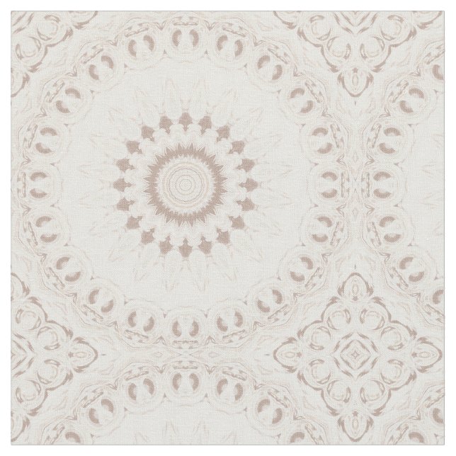 Tela Patrón de Mandala Beige y Crema (De cerca)