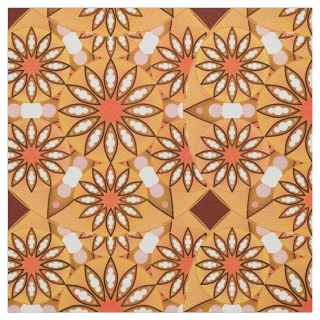 Tela Patrón de Mandala, bronceado de caramelo, marrón c (Retal)